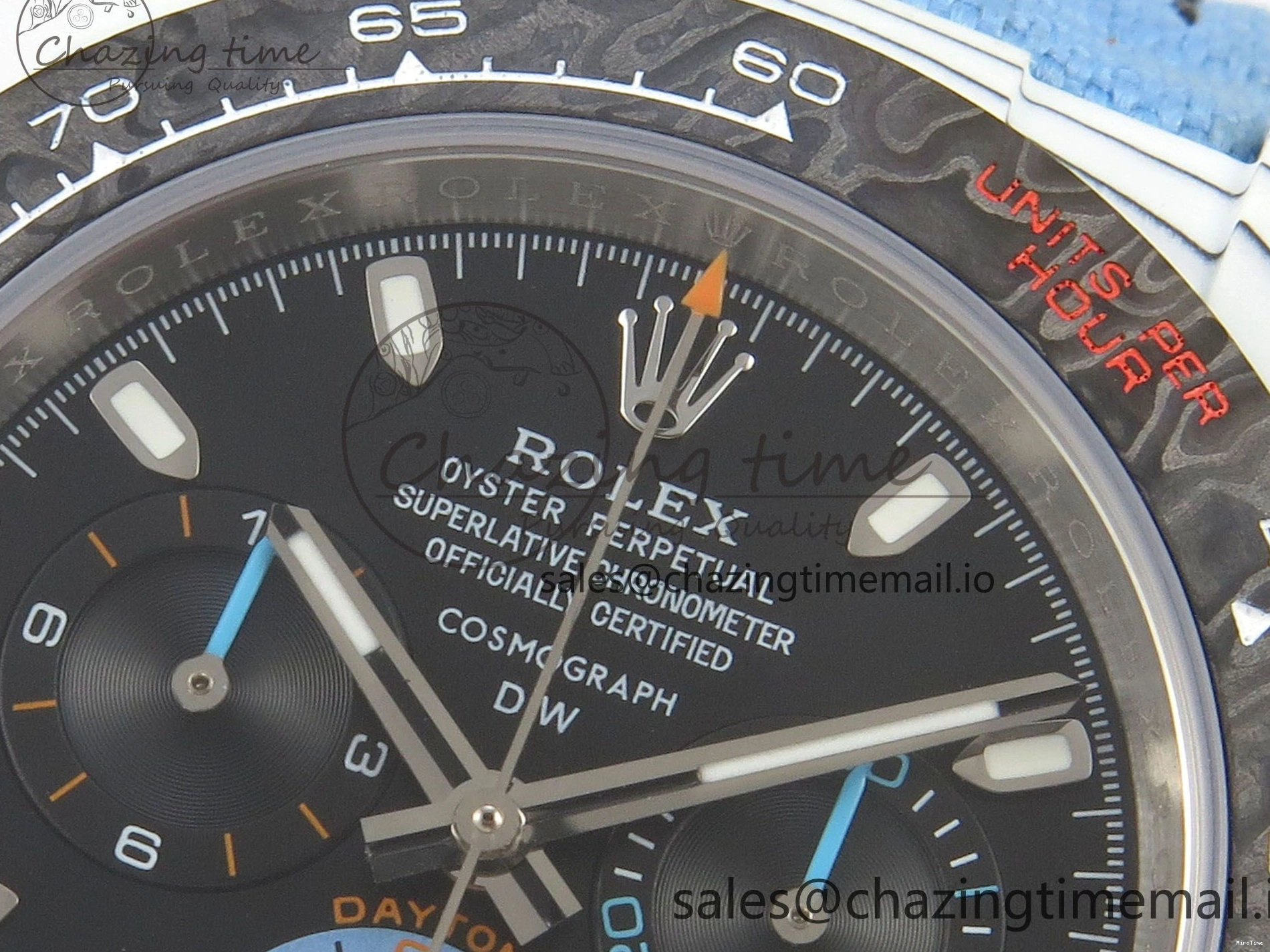 MiroTime 0403 Attractive Daytona DIW Carbon Case and Bezel DIWF Edition Black Dial on Blue Nylon Strap A 71